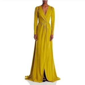 NWT YAURA Layo Cut Out Faux Wrap Gown Olive Size 10